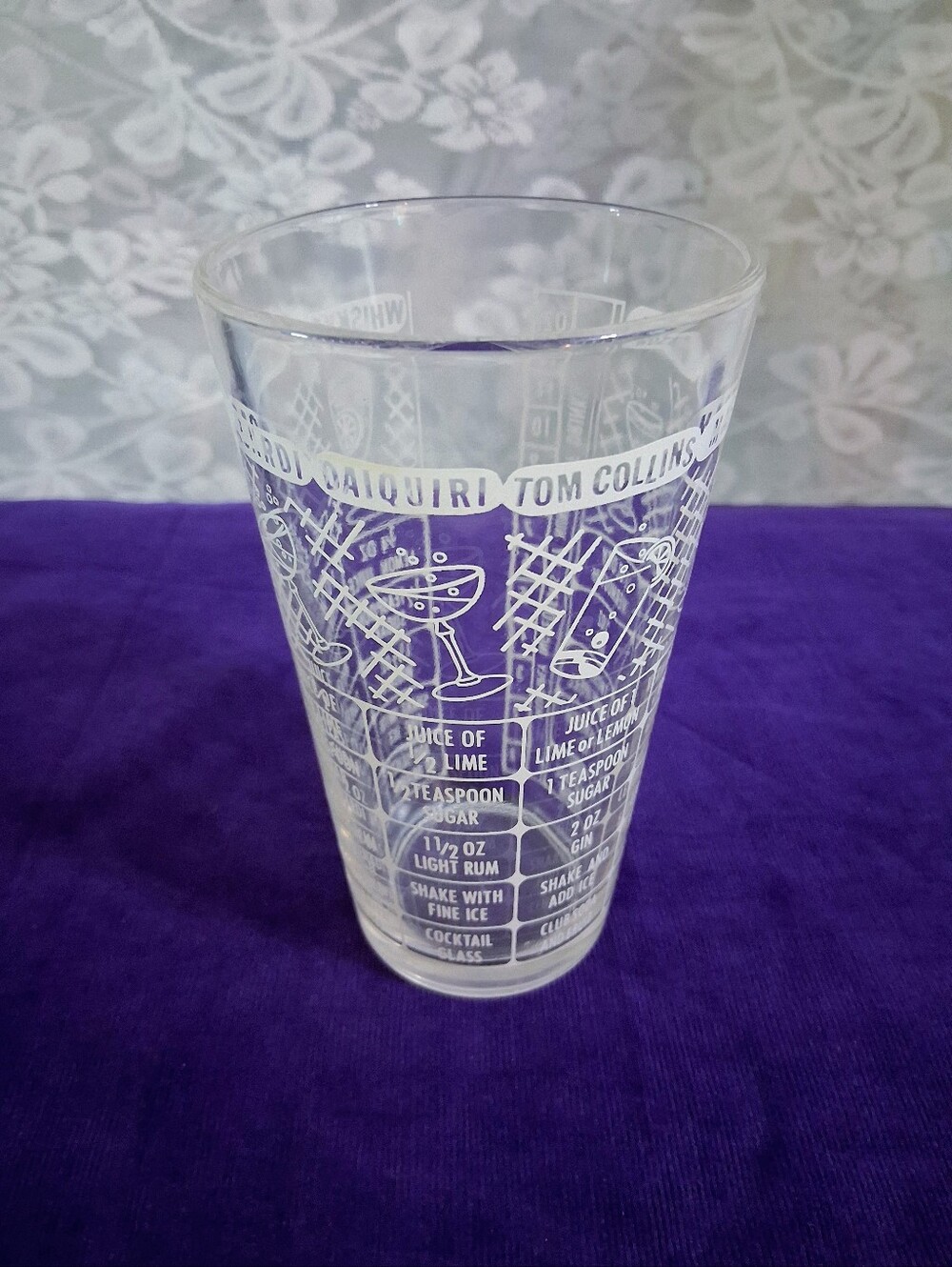 Vintage MCM Federal Glass Cocktail Recipe Mixing Tumbler Whiskey Sour Manhattan